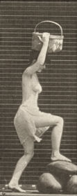 Plate 179 Stepping on and over a rock, a basket on head and right hand raised — figure reference